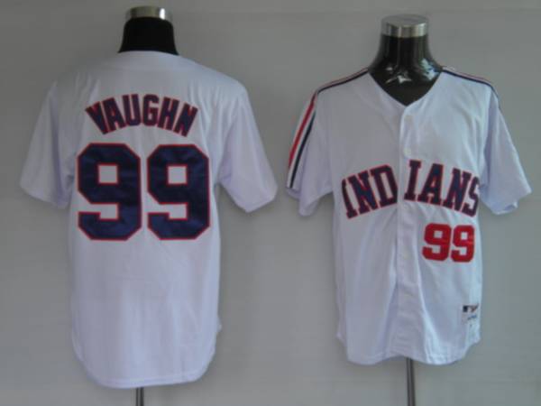 Indians #99 Rick Wild Thing Vaughn Stitched White MLB Jersey
