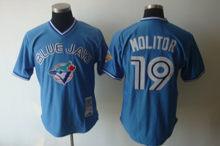 Mitchell And Ness Blue Jays #19 Paul Molitor Blue Stitched MLB Jersey