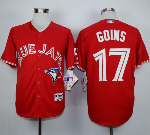 Blue Jays #17 Ryan Goins Red Canada Day Stitched MLB Jersey