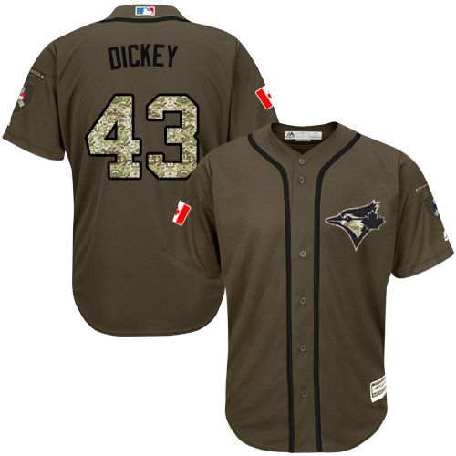 Blue Jays #43 R.A. Dickey Green Salute to Service Stitched MLB Jersey