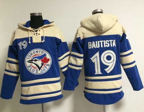 Blue Jays #19 Jose Bautista Blue Sawyer Hooded Sweatshirt MLB Hoodie