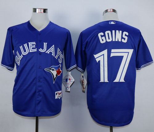 Blue Jays #17 Ryan Goins Blue Cool Base Stitched MLB Jersey