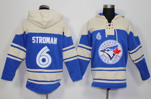 Blue Jays #6 Marcus Stroman Blue Sawyer Hooded Sweatshirt MLB Hoodie