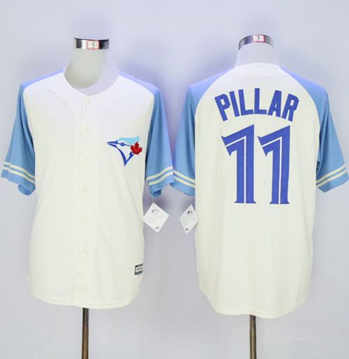 Blue Jays #11 Kevin Pillar Cream/Blue Exclusive New Cool Base Stitched MLB Jersey