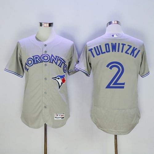 Blue Jays #2 Troy Tulowitzki Grey Flexbase Authentic Collection Stitched MLB Jersey