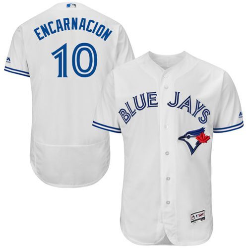 Blue Jays #10 Edwin Encarnacion White Flexbase Authentic Collection Stitched MLB Jersey