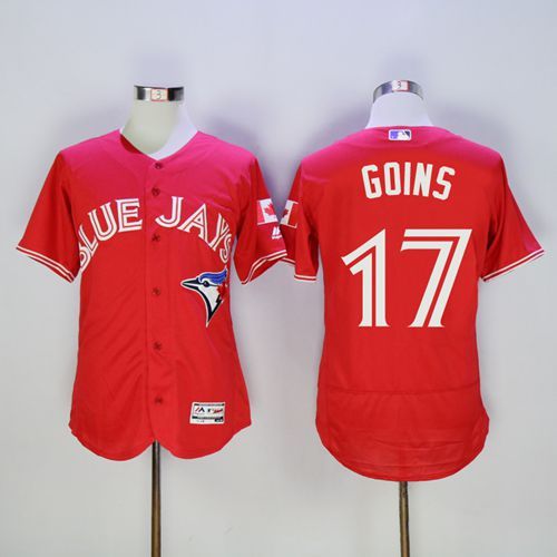 Blue Jays #17 Ryan Goins Red Flexbase Authentic Collection Canada Day Stitched MLB Jersey