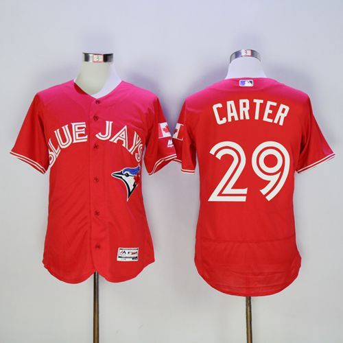 Blue Jays #29 Joe Carter Red Flexbase Authentic Collection Canada Day Stitched MLB Jersey