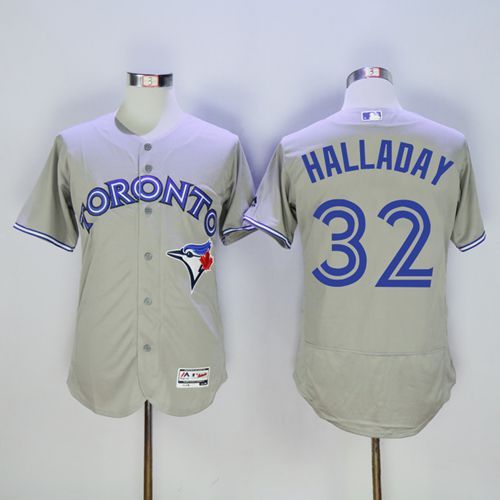 Blue Jays #32 Roy Halladay Grey Flexbase Authentic Collection Stitched MLB Jersey