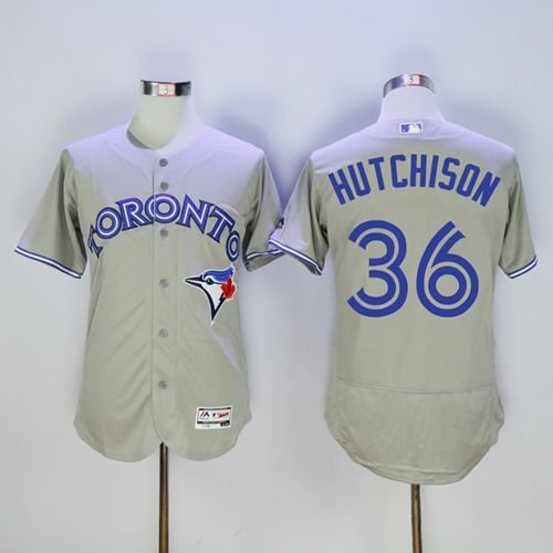 Blue Jays #36 Drew Hutchison Grey Flexbase Authentic Collection Stitched MLB Jersey