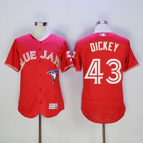 Blue Jays #43 R.A. Dickey Red Flexbase Authentic Collection Canada Day Stitched MLB Jersey