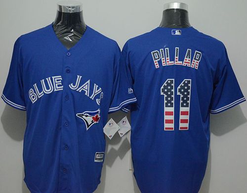 Blue Jays #11 Kevin Pillar Blue USA Flag Fashion Stitched MLB Jersey