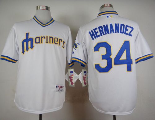 Mariners #34 Felix Hernandez White 1979 Turn Back The Clock Stitched MLB Jersey