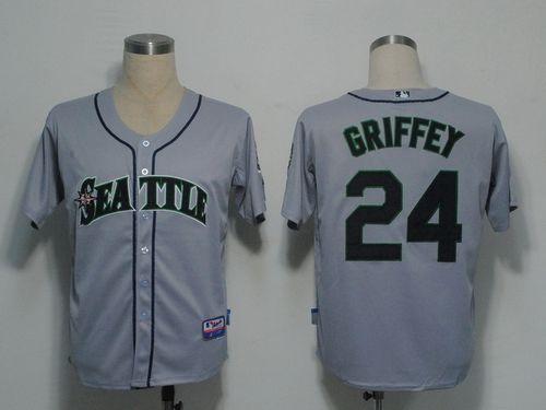 Mariners #24 Ken Griffey Stitched Grey Cool Base MLB Jersey