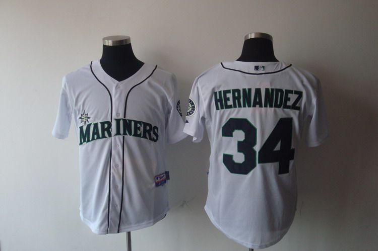Mariners #34 Felix Hernandez White Cool Base Stitched MLB Jersey