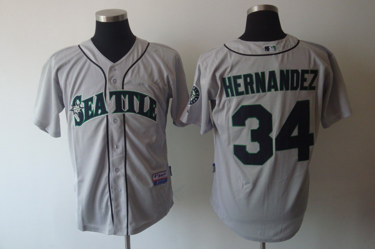 Mariners #34 Felix Hernandez Grey Cool Base Stitched MLB Jersey
