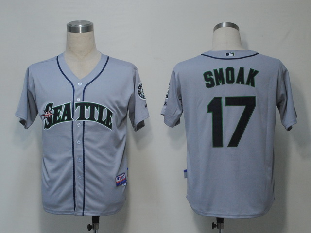 Mariners #17 Justin Smoak Grey Cool Base Stitched MLB Jersey