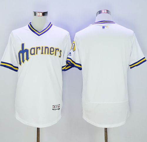 Mariners Blank White Flexbase Authentic Collection Cooperstown Stitched MLB Jersey