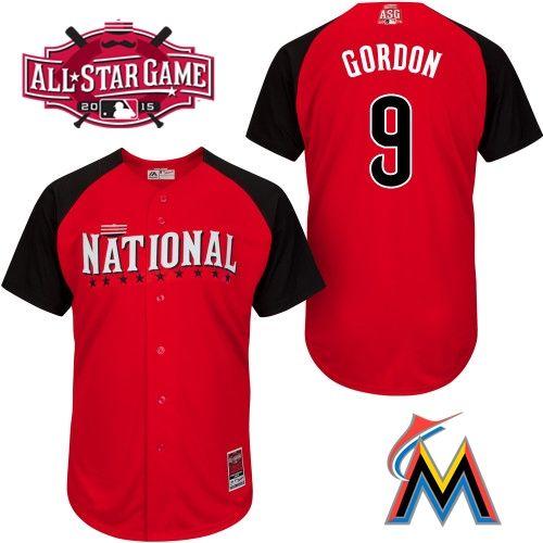 marlins #9 Dee Gordon Red 2015 All Star National League Stitched MLB Jersey