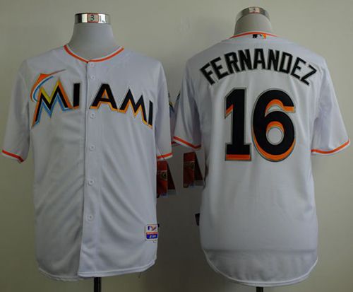 marlins #16 Jose Fernandez White Cool Base Stitched MLB Jersey