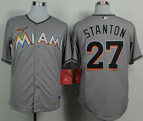 marlins #27 Giancarlo Stanton Grey 2012 Road Stitched MLB Jersey