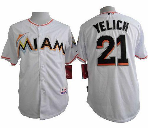 marlins #21 Christian Yelich White Cool Base Stitched MLB Jersey