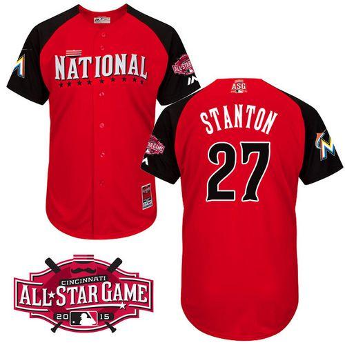 marlins #27 Giancarlo Stanton Red 2015 All Star National League Stitched MLB Jersey