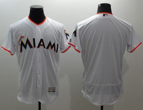 marlins Blank White Flexbase Authentic Collection Stitched MLB Jersey