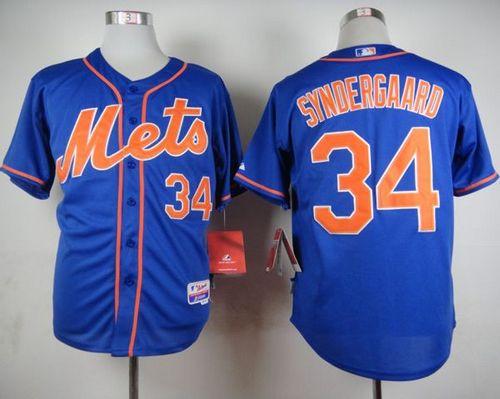 Mets #34 Noah Syndergaard Blue Alternate Home Cool Base Stitched MLB Jersey
