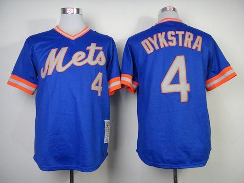 Mitchell And Ness 1983 Mets #4 Lenny Dykstra Blue Throwback Stitched MLB Jersey