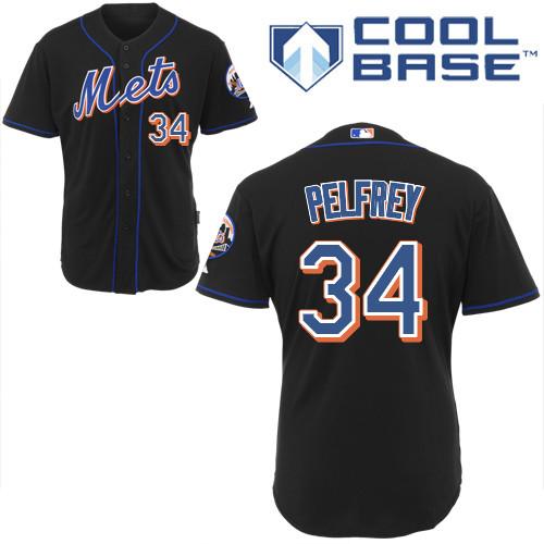 Mets #34 Mike Pelfrey Black Cool Base Stitched MLB Jersey