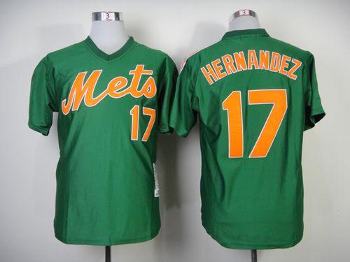 Mitchell and Ness 1985 Mets #17 Keith Hernandez Green Throwback Stitched MLB Jersey