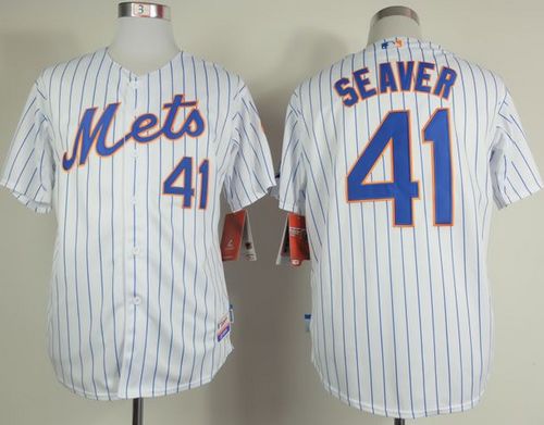 Mets #41 Tom Seaver White(Blue Strip) Home Cool Base Stitched MLB Jersey
