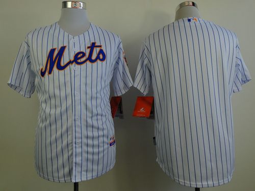 Mets Blank White(Blue Strip) Home Cool Base Stitched MLB Jersey