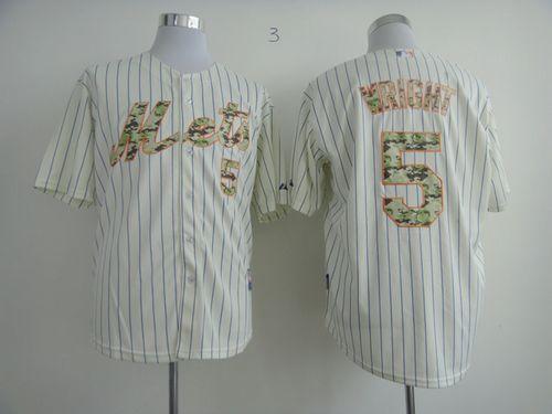 Mets #5 David Wright Cream(Blue Strip) USMC Cool Base Stitched MLB Jersey