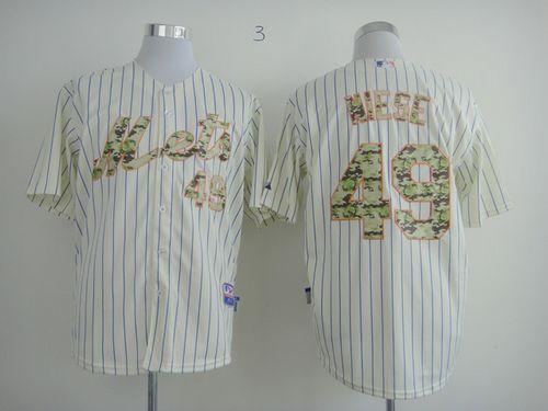 Mets #49 Jon Niese Cream(Blue Strip) USMC Cool Base Stitched MLB Jersey