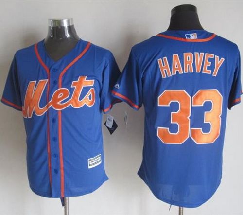 Mets #33 Matt Harvey Blue Alternate Home New Cool Base Stitched MLB Jersey