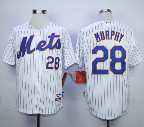 Mets #28 Daniel Murphy White(Blue Strip) Cool Base Stitched MLB Jersey