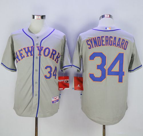 Mets #34 Noah Syndergaard Grey Road Cool Base Stitched MLB Jersey