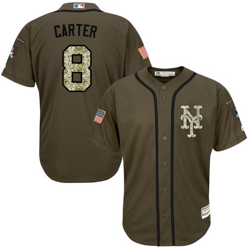 Mets #8 Gary Carter Green Salute to Service Stitched MLB Jersey