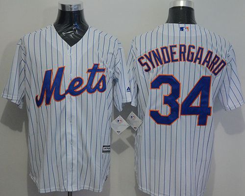 Mets #34 Noah Syndergaard White(Blue Strip) New Cool Base Stitched MLB Jersey