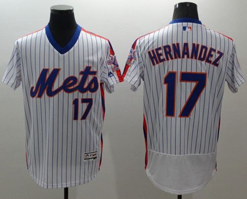 Mets #17 Keith Hernandez White(Blue Strip) Flexbase Authentic Collection Alternate Stitched MLB Jersey