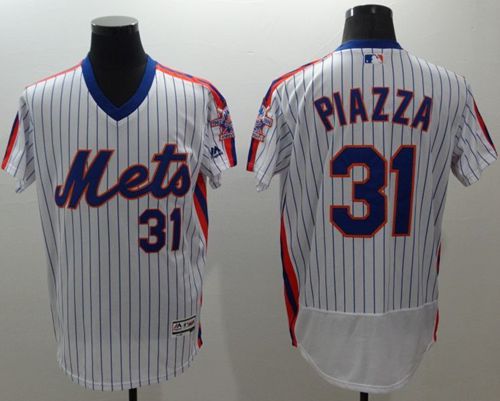 Mets #31 Mike Piazza White(Blue Strip) Flexbase Authentic Collection Alternate Stitched MLB Jersey