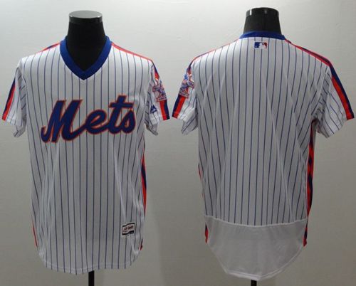 Mets Blank White(Blue Strip) Flexbase Authentic Collection Alternate Stitched MLB Jersey