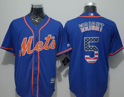 Mets #5 David Wright Blue USA Flag Fashion Stitched MLB Jersey