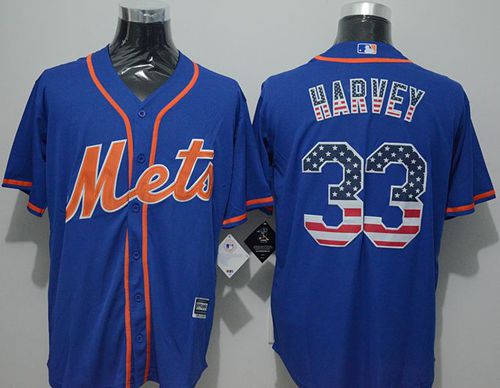 Mets #33 Matt Harvey Blue USA Flag Fashion Stitched MLB Jersey