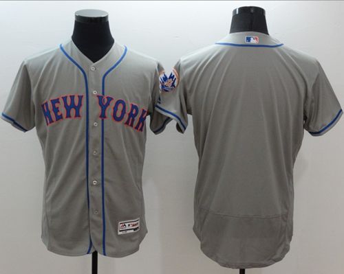 Mets Blank Grey Flexbase Authentic Collection Stitched MLB Jersey