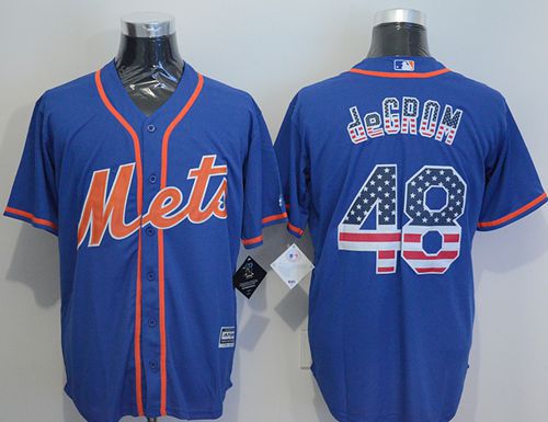 Mets #48 Jacob DeGrom Blue USA Flag Fashion Stitched MLB Jersey