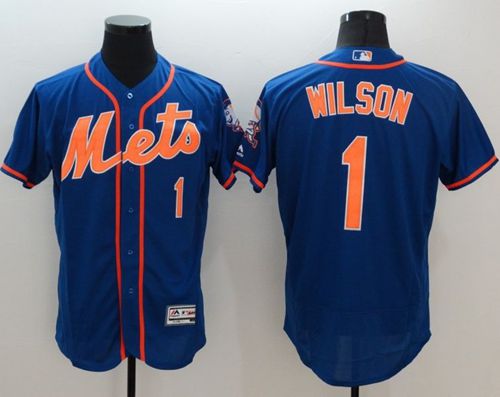 Mets #1 Mookie Wilson Blue Flexbase Authentic Collection Stitched MLB Jersey