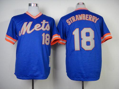 Mitchell and Ness 1983 Mets #18 Darryl Strawberry Blue Throwback Stitched MLB Jersey